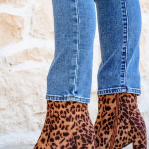 Brown Leopard Suede Booties - FINAL SALE