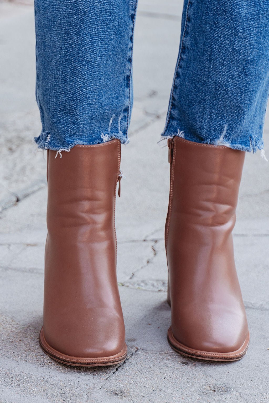 Evelyn Taupe Leather Heeled Ankle Booties - FINAL SALE - Image 2
