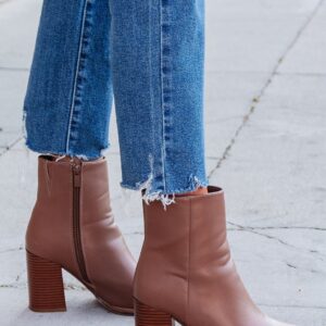 Evelyn Taupe Leather Heeled Ankle Booties - FINAL SALE