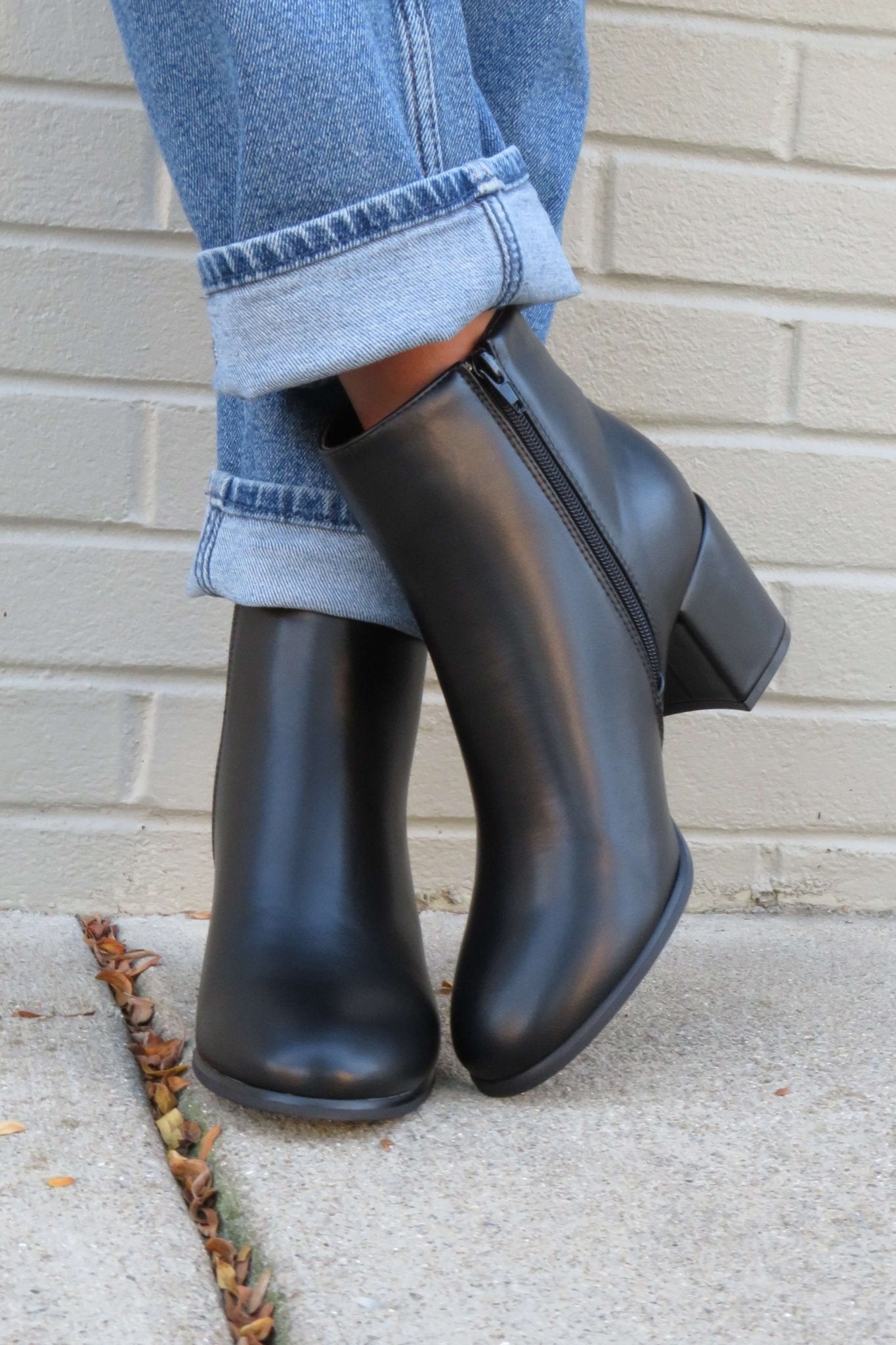 Jalen Black Faux Leather Booties - FINAL SALE - Image 2