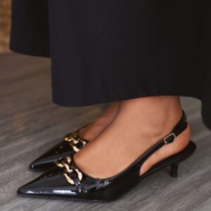 Josephine Black Slingback Kitten Heels - FINAL SALE