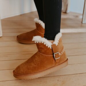 Lana Camel Sherpa Lined Buckled Booties - FINAL SALE